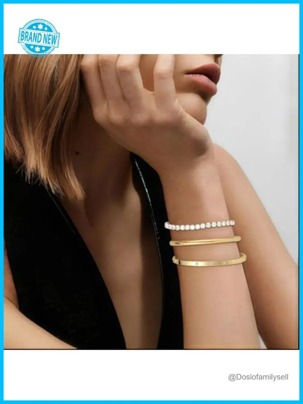 14K Gold Plated Adjustable Slider Cuff Bangle Bracelet Set | Stackable Trendy